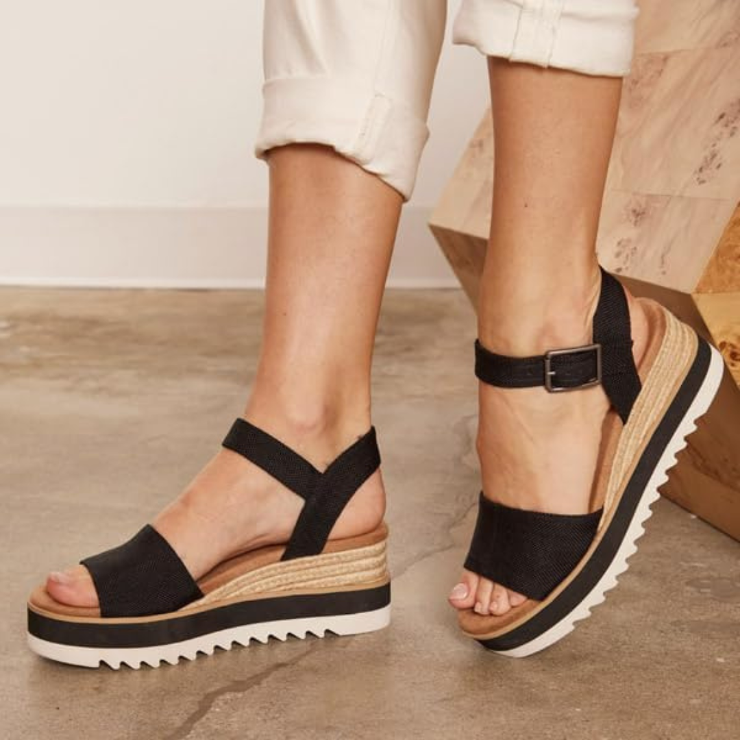 Sandali zeppa donna pelle comfort regolabile